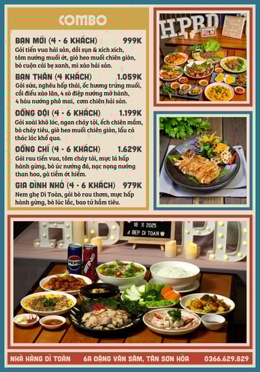 Thực đơn nhà hàng Bếp Dì Toàn - Top 1 nhà hàng ngon gần sân bay