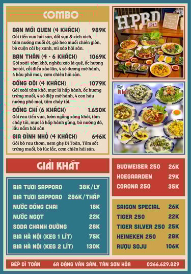 Thực đơn Bếp Dì Toàn - Top 1 nhà hàng ngon gần sân bay