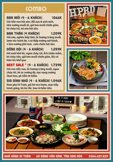 Thực đơn nhà hàng Bếp Dì Toàn - Top 1 nhà hàng ngon gần sân bay