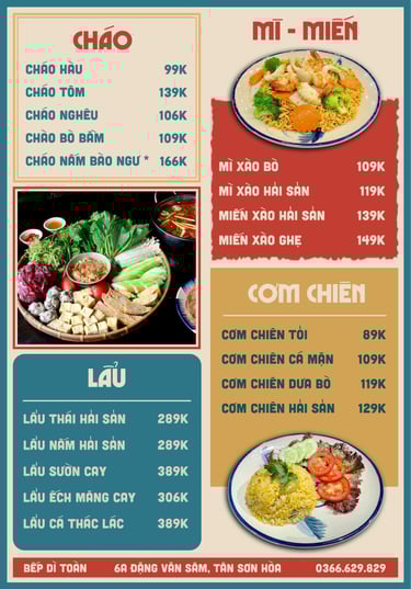 Thực đơn Bếp Dì Toàn - Top 1 nhà hàng ngon gần sân bay
