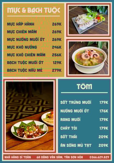 Thực đơn nhà hàng Bếp Dì Toàn - Top 1 nhà hàng ngon gần sân bay