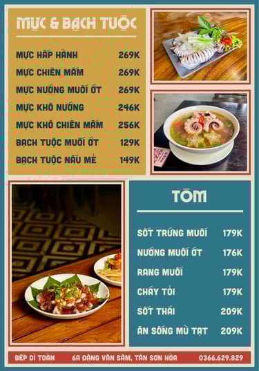 Thực đơn Bếp Dì Toàn - Top 1 nhà hàng ngon gần sân bay