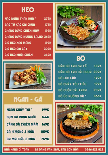 Thực đơn nhà hàng Bếp Dì Toàn - Top 1 nhà hàng ngon gần sân bay