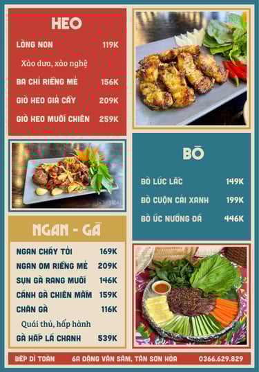Thực đơn Bếp Dì Toàn - Top 1 nhà hàng ngon gần sân bay