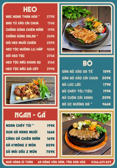 Thực đơn nhà hàng Bếp Dì Toàn - Top 1 nhà hàng ngon gần sân bay