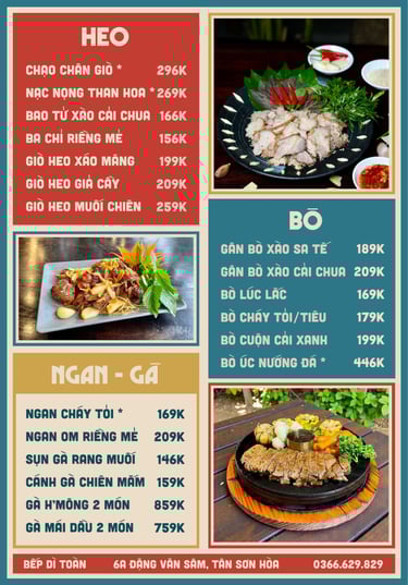 Thực đơn nhà hàng Bếp Dì Toàn - Top 1 nhà hàng ngon gần sân bay