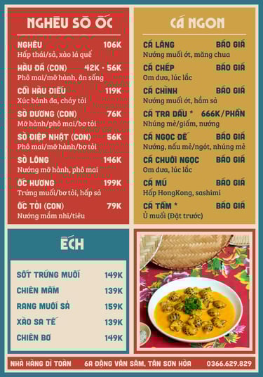 Thực đơn nhà hàng Bếp Dì Toàn - Top 1 nhà hàng ngon gần sân bay