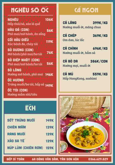 Thực đơn Bếp Dì Toàn - Top 1 nhà hàng ngon gần sân bay