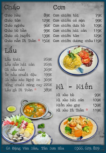 Thực đơn Bếp Dì Toàn - Top 1 nhà hàng ngon gần sân bay
