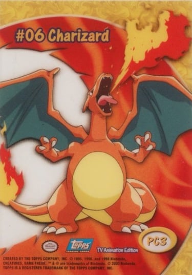 Clear Cards PC3 Charizard Topps Pokémon series 2 US back