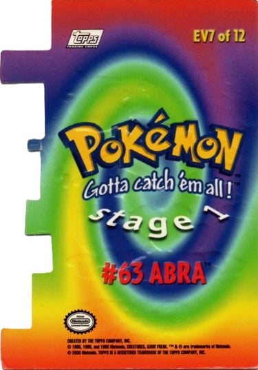 Die Cut EV7 of 12 Abra Topps Pokémon series 2 US back
