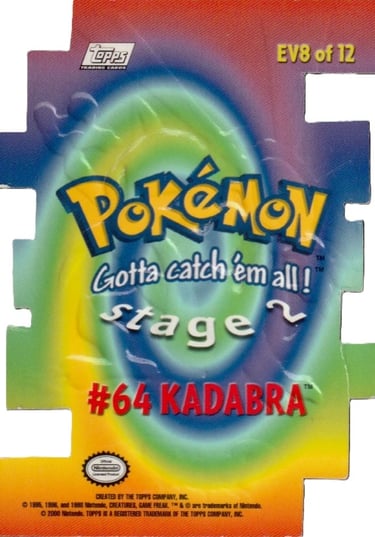 Die Cut EV8 of 12 Kadabra Topps Pokémon series 2 US back