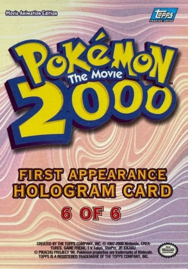 Hoothoot 6 of 6 First Appearance Hologram card Topps Pokémon The Movie 2000 back