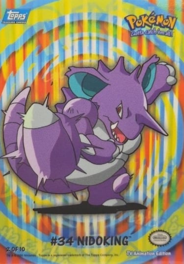 Stick ons 2 of 10 Nidoking Topps Pokémon series 2 US front