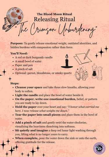 Blood Moon Ritual Releasing Ritual Soul Sisters Tarot