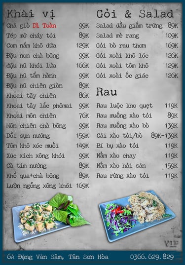 Thực đơn Bếp Dì Toàn - Top 1 nhà hàng ngon gần sân bay