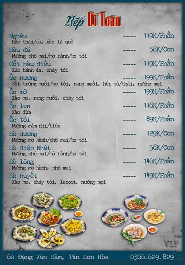 Thực đơn Bếp Dì Toàn - Top 1 nhà hàng ngon gần sân bay