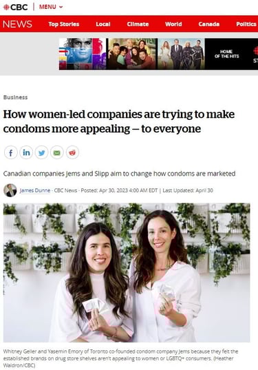 Canadian companies Jems and Slipp aim to change how condoms are marketed. Heather Waldron, CBC