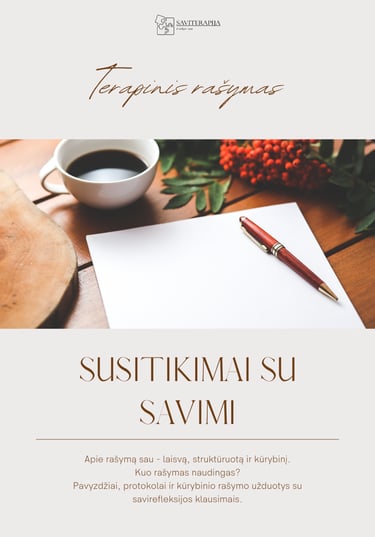 Terapinis rašymas - susitikimas su savimi, baltas popieriaus lapas su raškliu ir kavos puodeliu.