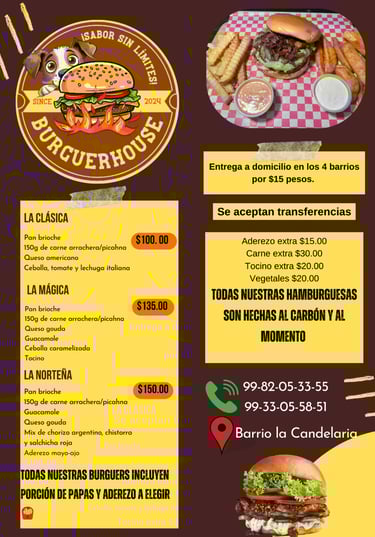 Menú de Burguer House Jalpa de Méndez