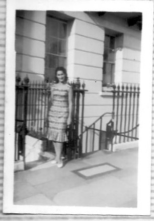 Mum outside our basement flat