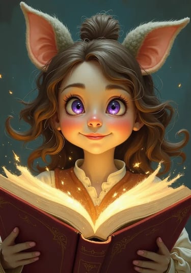 a girl with a book and a book