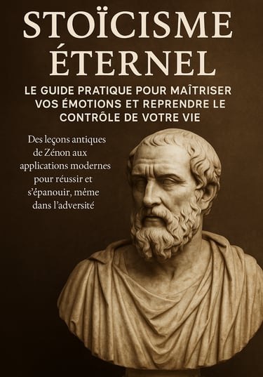 Buste antique d’un philosophe stoïcien, symbole intemporel de sagesse et de maîtrise de soi.