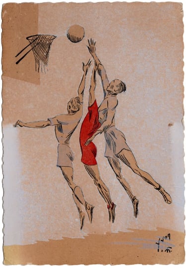 1940s Editions D'Art Yvon Sports Serie No. 141 Basket-Ball Card (France)