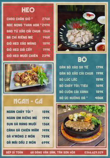 Thực đơn nhà hàng Bếp Dì Toàn - Top 1 nhà hàng ngon gần sân bay