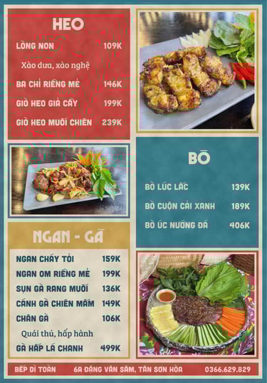 Thực đơn Bếp Dì Toàn - Top 1 nhà hàng ngon gần sân bay