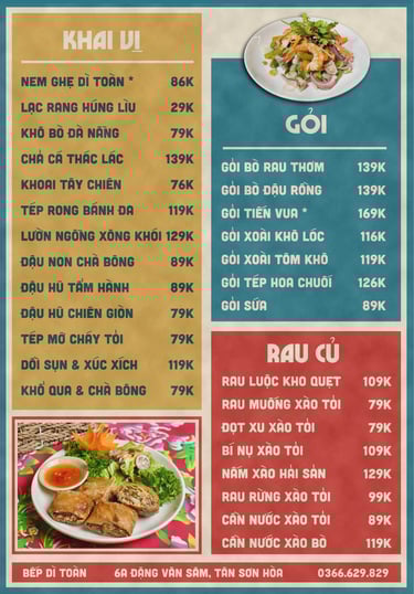 Thực đơn Bếp Dì Toàn - Top 1 nhà hàng ngon gần sân bay