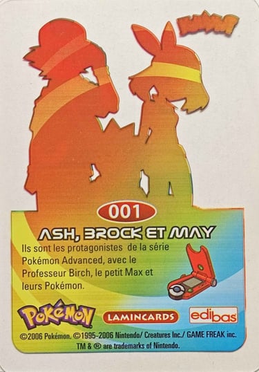 1 Sacha, Pierre, et Flora Lamincards Pokémon série 3 back