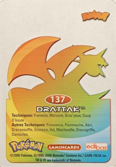 137 Drattak Lamincards Pokémon série 3 back