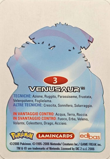 3 Venusaur Back lamincards spécial édition