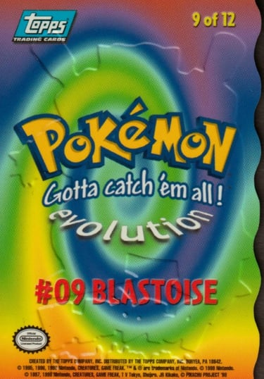 E9 of E12 Blastoise Die Cut Embossed Topps Pokémon The FIrst Movie back