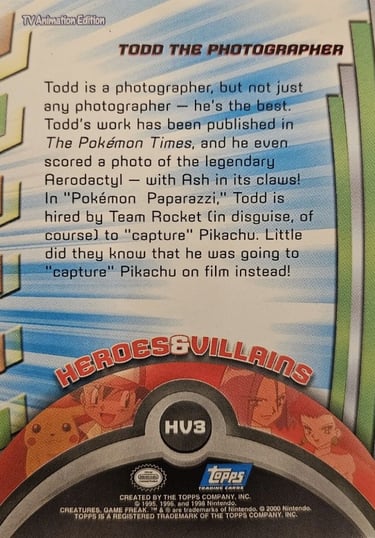 HV3 Todd Topps Pokémon series 2 US back