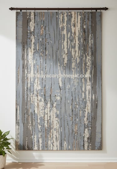 Custom bespoke handmade rugs crafted in Nepal –abstract wall-hanging- Himalaya Carpet Industries