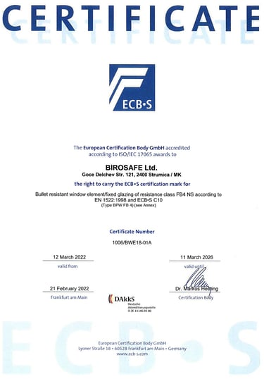 EU certified ECB-S EN certified security door