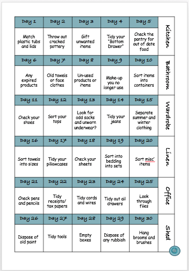 30 Day Declutter Challenge for Empty Nesters