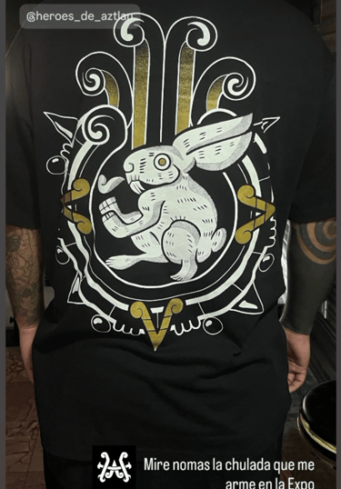 playera negra conejo de la luna relato azteca quetzalcoatl