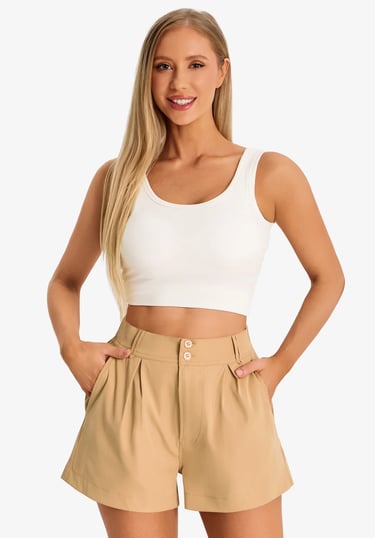 Women's khaki high waist shorts