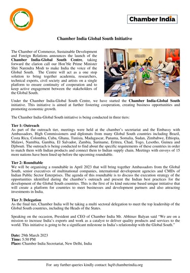 Chamber India Media Release