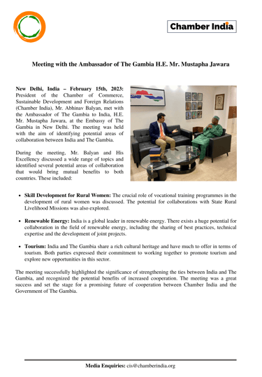 Chamber India Media Release
