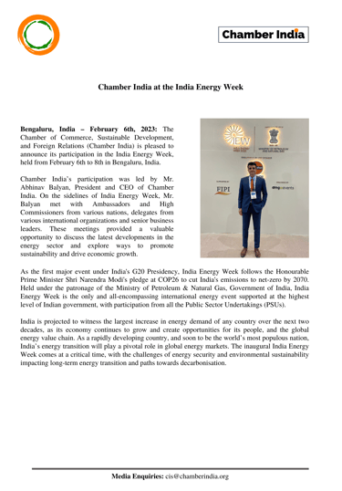 Chamber India Media Release