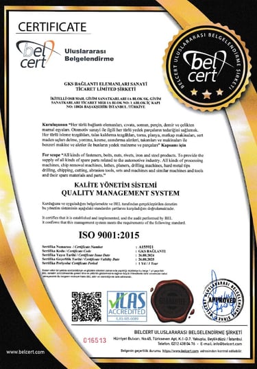 ISO 9001 Kalite Belgesi
