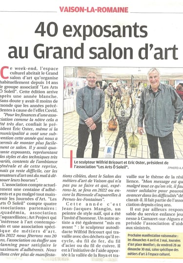 Salon art Vaison-la-Romaine - exposition Wilfrid Bricourt