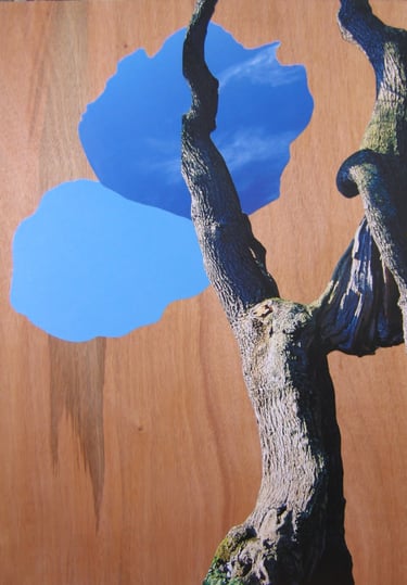 Collage du Papier et acrylique sur bois ©Maija Lyytinen