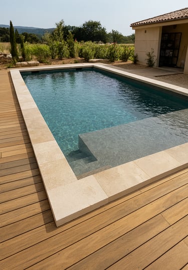 Piscine sur mesure avec plage immergée réalisée par EGPR