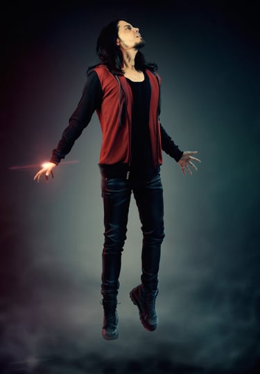 a woman in a red jacket and black pants - frank rod music