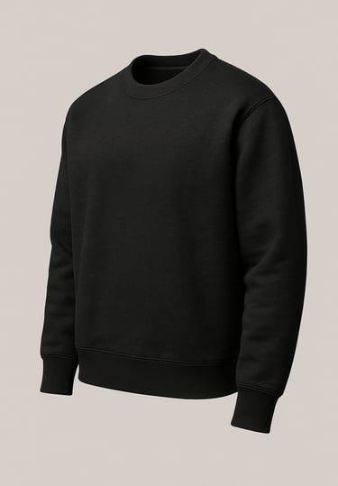 a black sweatshirt with a white background and a black and white sweatshirt